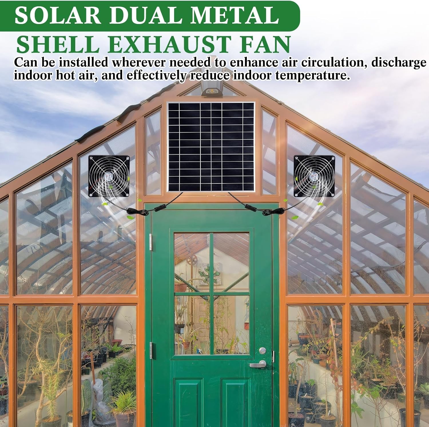 2 Set 20W Solar Powered High Speed Exhaust Fan Kit with Adjustable Stand