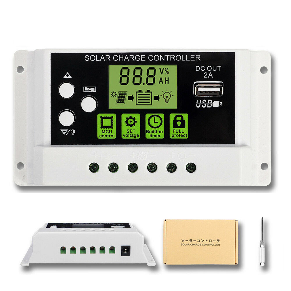 10-30A PWM Solar Power Charge Controller USB Li-ion Lead Acid Battery Regulator