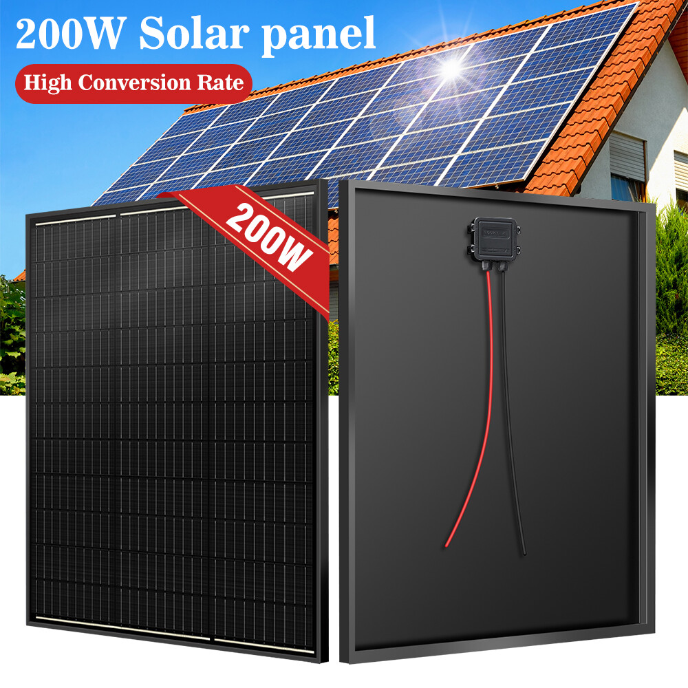 200W Solar Panel Monocrystalline All Black 12V Battery Charger Off Grid RV Boat