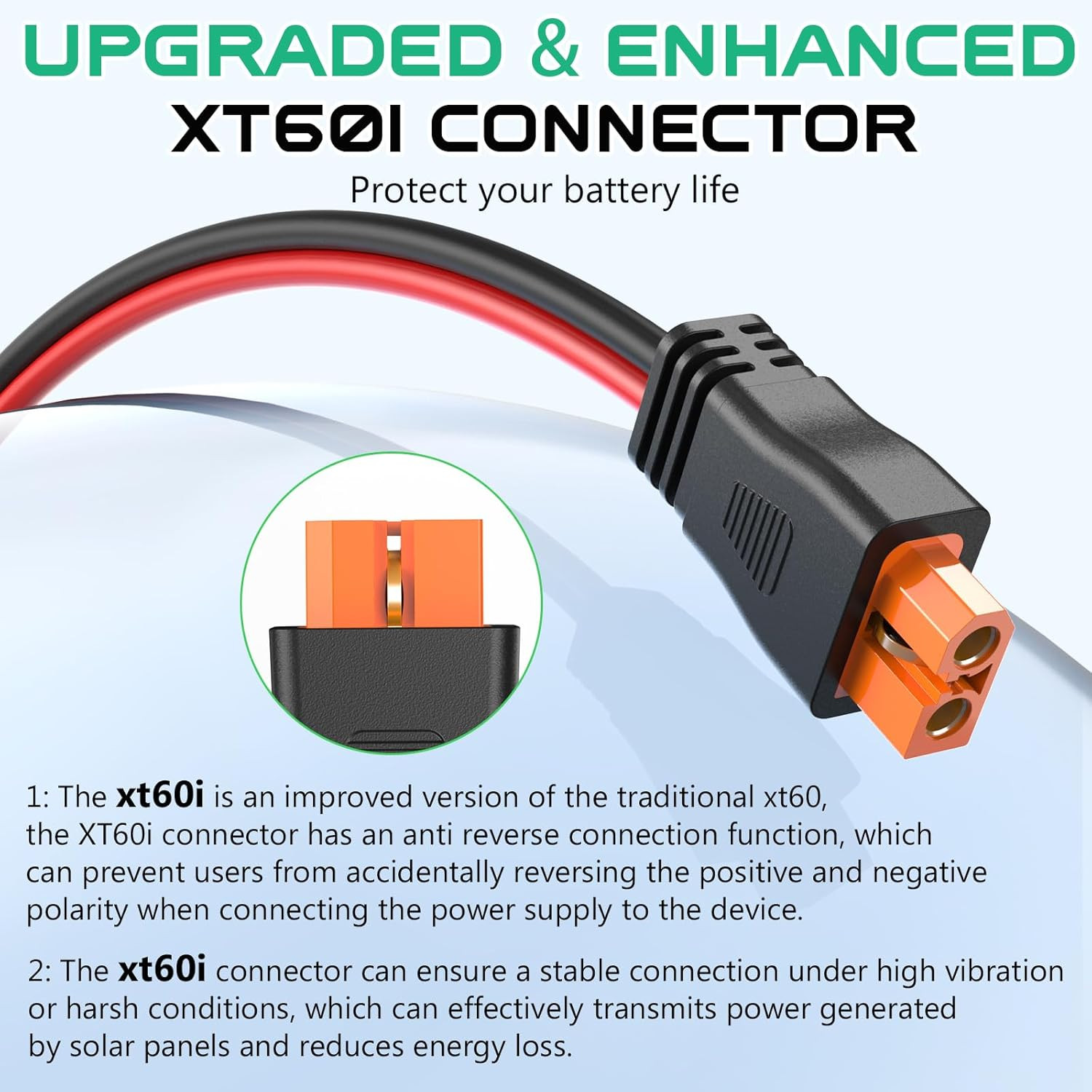 10AWG Xt60I Solar Cable 15FT, Solar to Xt60I Charging Cable 3 10 20 25 30 40 50F