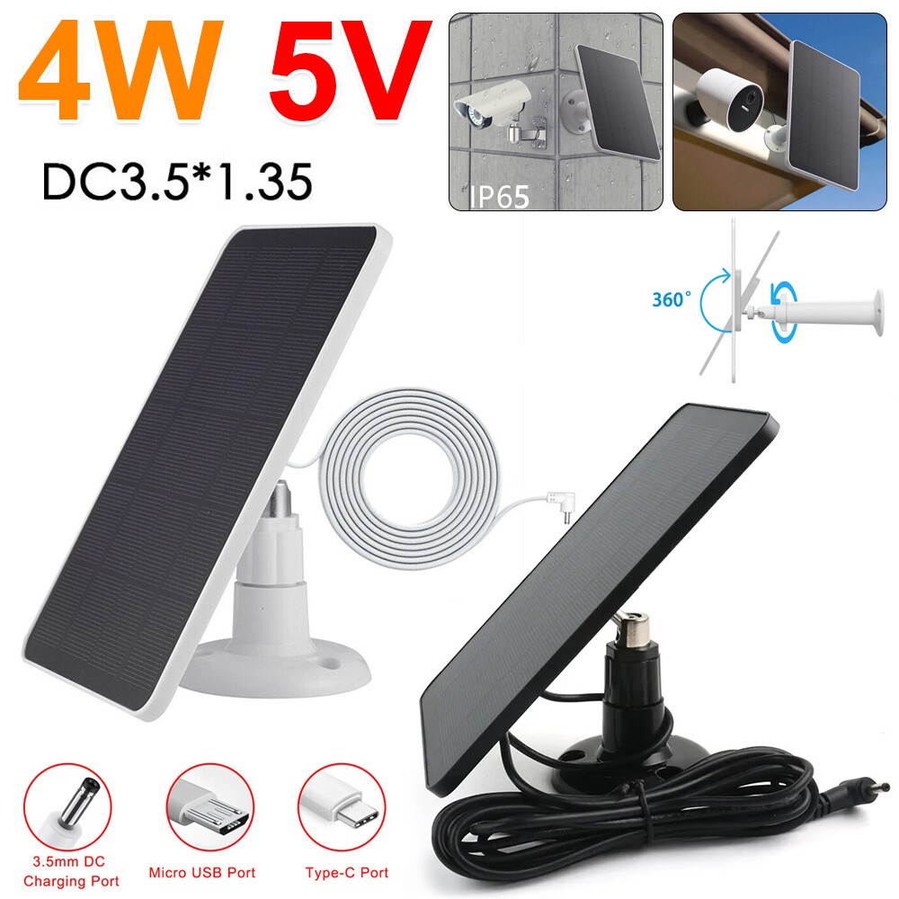Universal Solar Panel Charger Kit For Ring Spotlight Stick Up Camera Doorbell DC