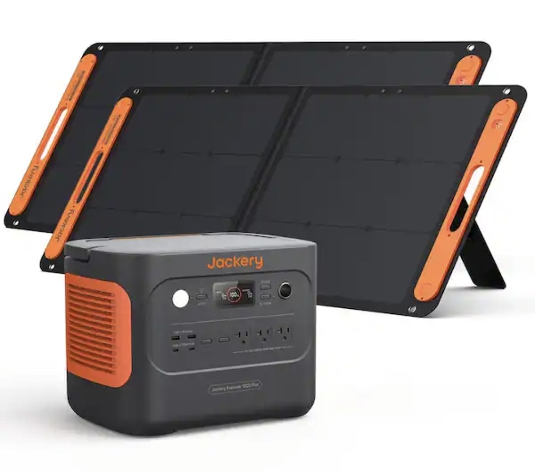 Jackery Solar Generator 1000 Plus 2000W 4000W Peak LiFePO4 w/ 2x100W Panels