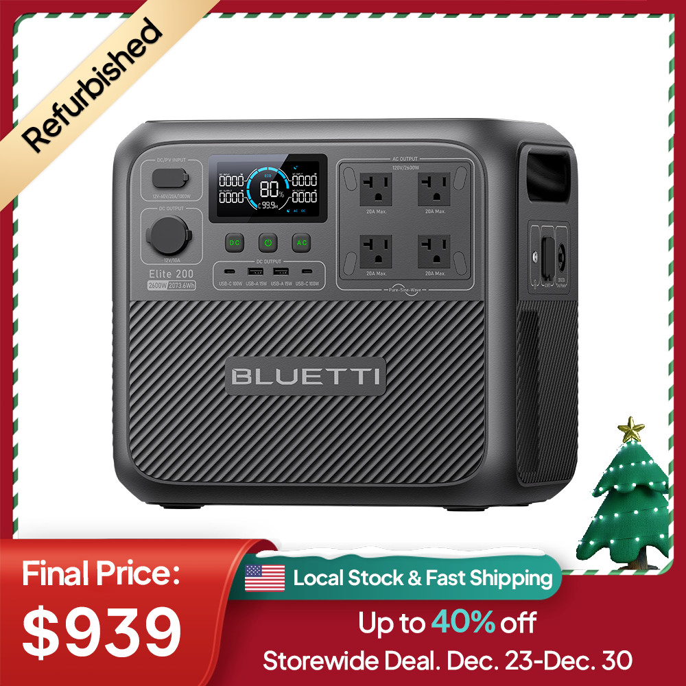 BLUETTI Elite 200V2 2600W 2073Wh Portable Power Station for RV/ Home Backup