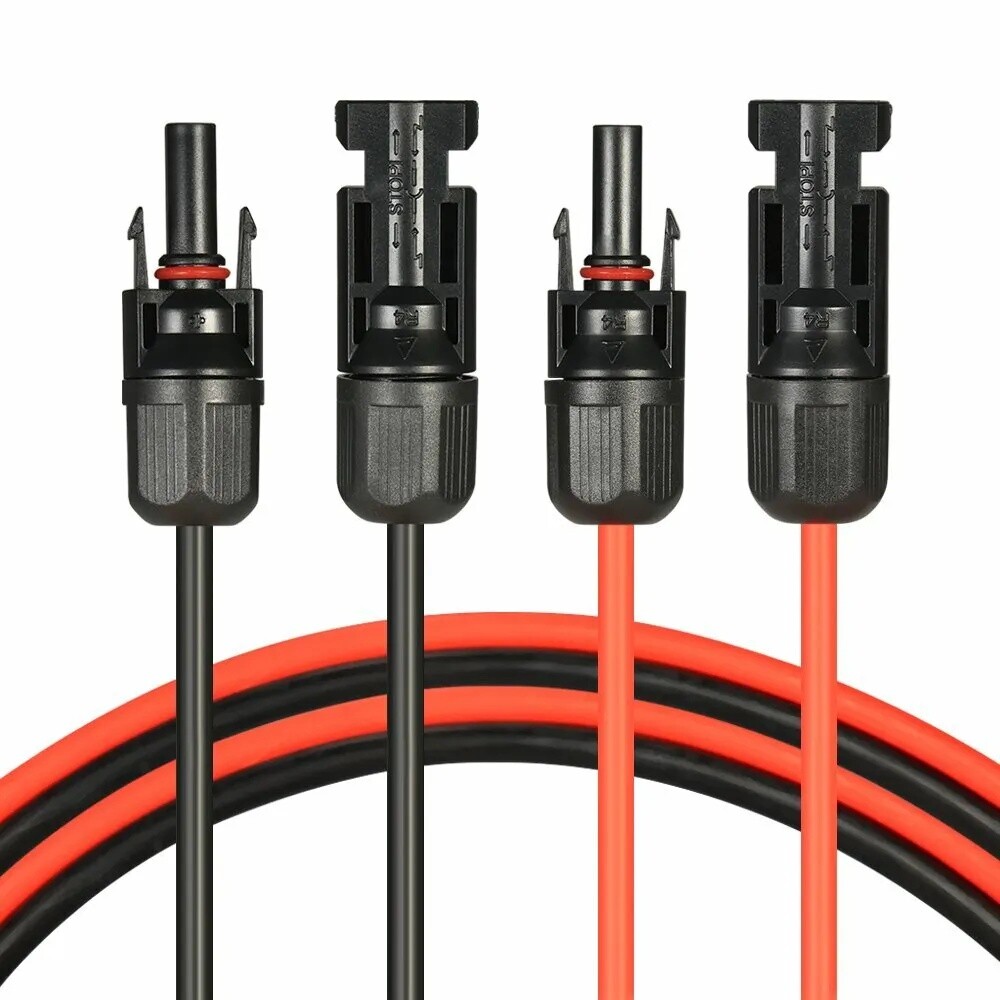 10 AWG Solar Panel Extension Cable PV Wire Solar Connectors Pair Black Red 6mm²