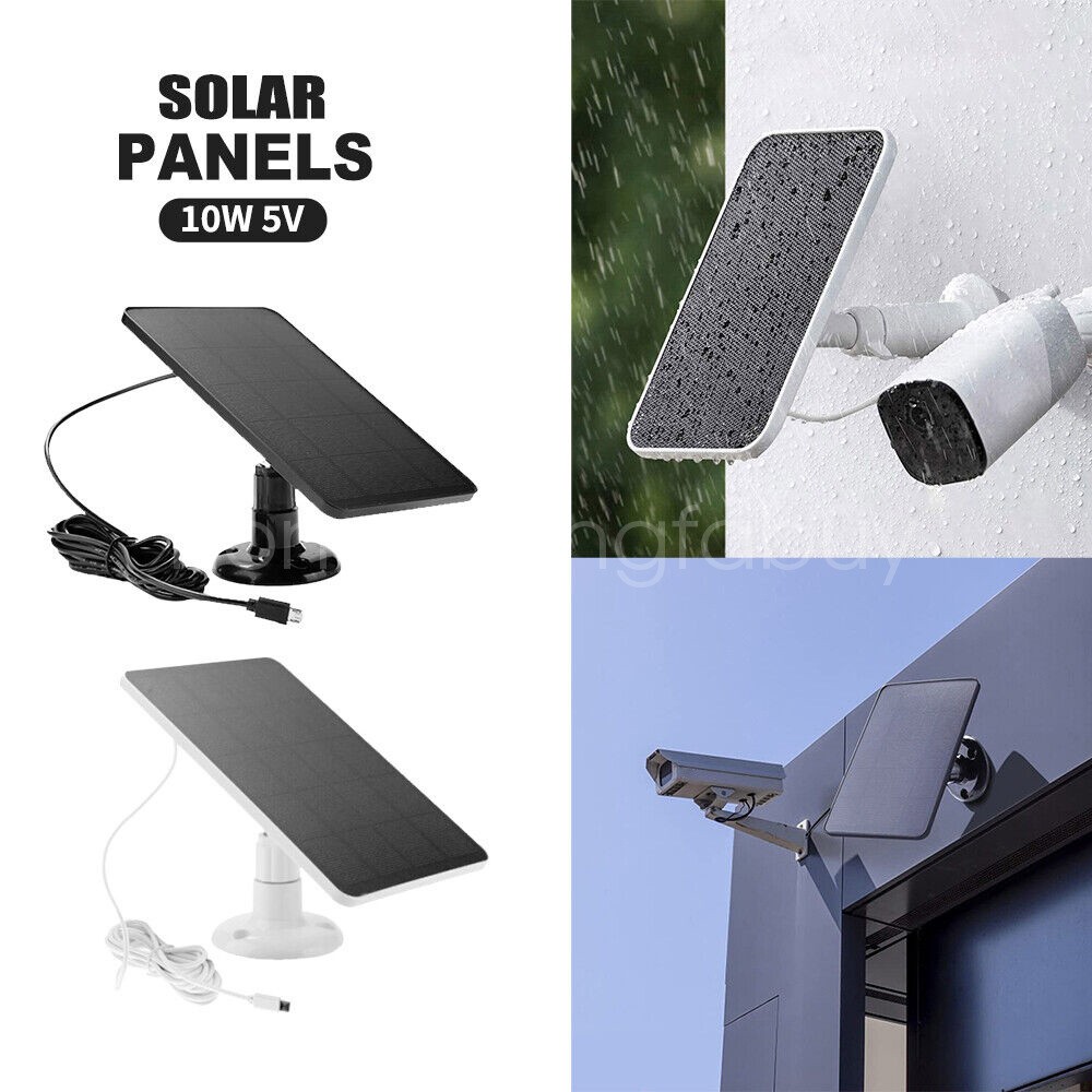 Solar Panel for Outdoor Security Camera Battery 10W USB C Type-C Waterproof