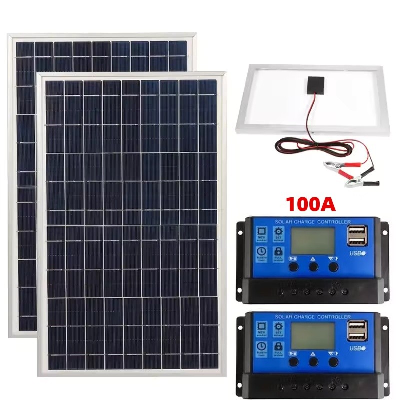 2 Set 20W Solar Panel Kit 100A 12V Battery Charger w/ Controller Caravan Boat RV