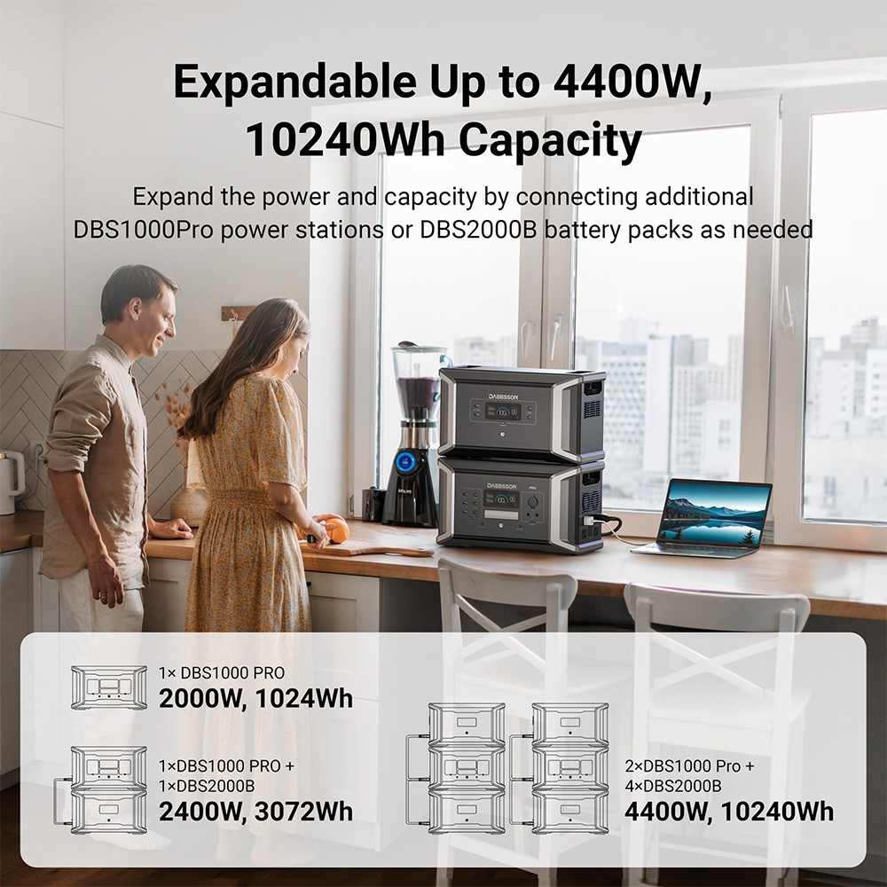 Dabbsson DBS1000 Pro 2000W Portable Power Station Solar Generator for Camping RV