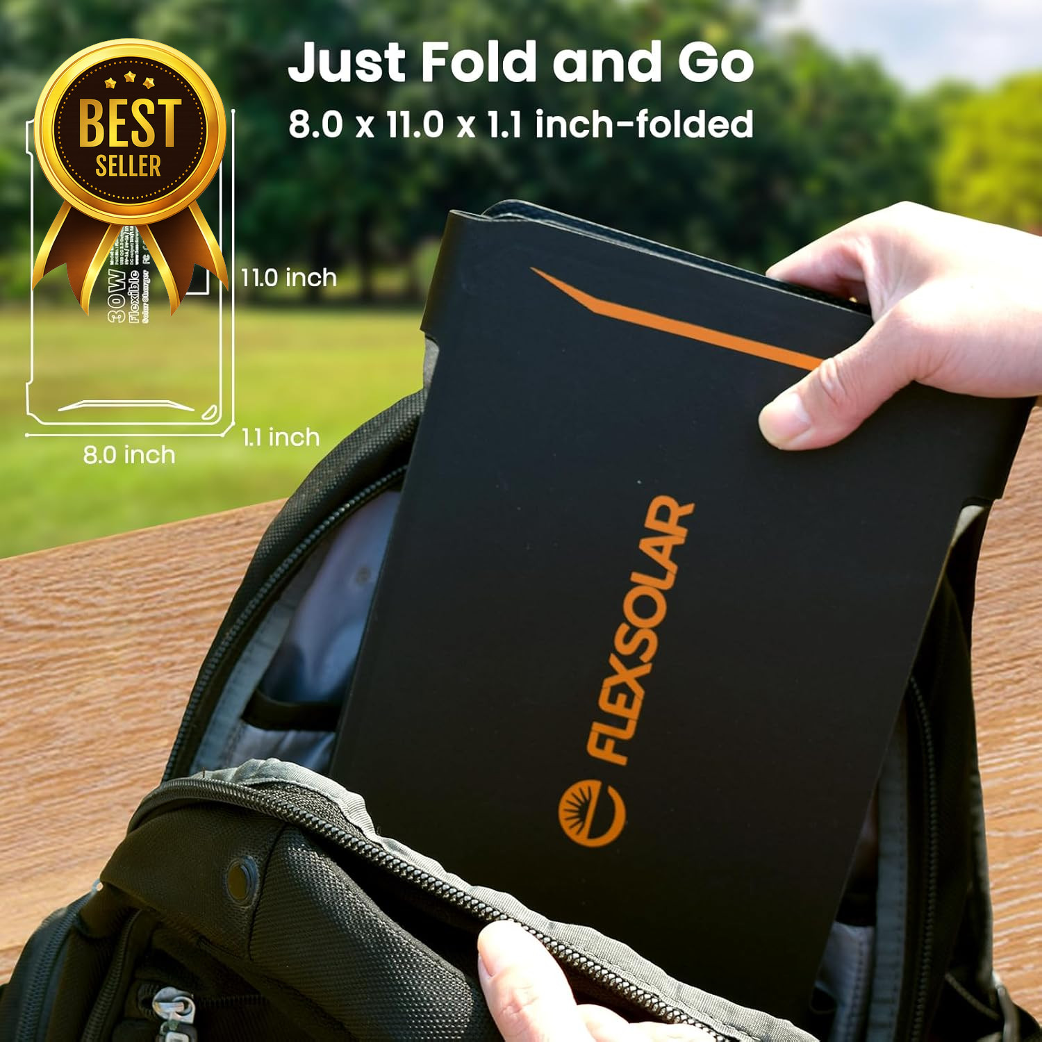 30W Portable Foldable Solar Panel Charger QC3.0 USB-A USB-C 18W ETFE IP67 Waterp