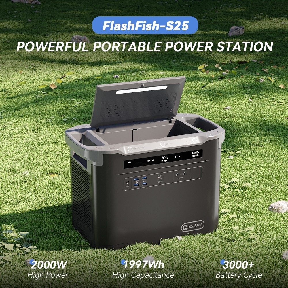 Flashfish S25 2000W/1997Wh Power Station Solar Generator for Power Outage