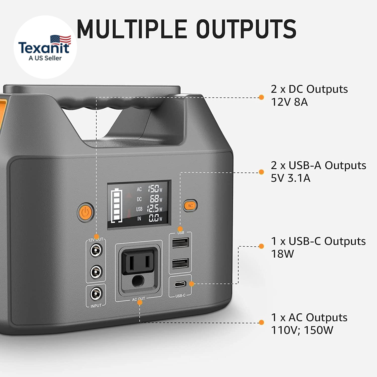 Portable Power Station 150W 155Wh Solar Generator 110V 42000Mah Portable Power B