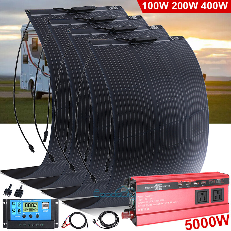 200W 400W Portable Monocrystalline Solar Panel RV Battery Solar Charger kit