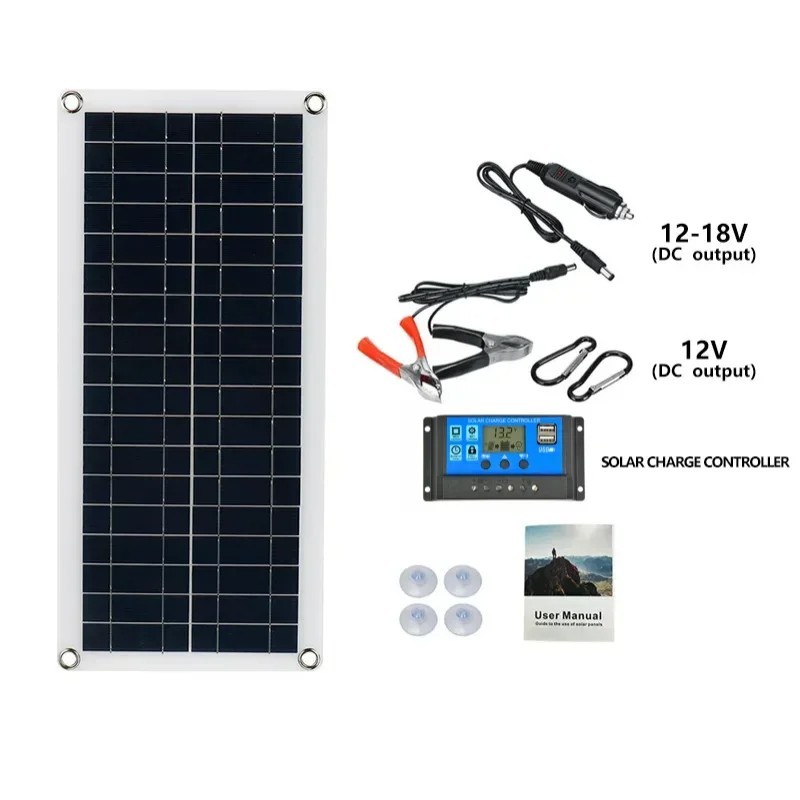 1000W Solar Panel 12V Solar Cell 10A-100A Controller Solar Plate Kit For Home