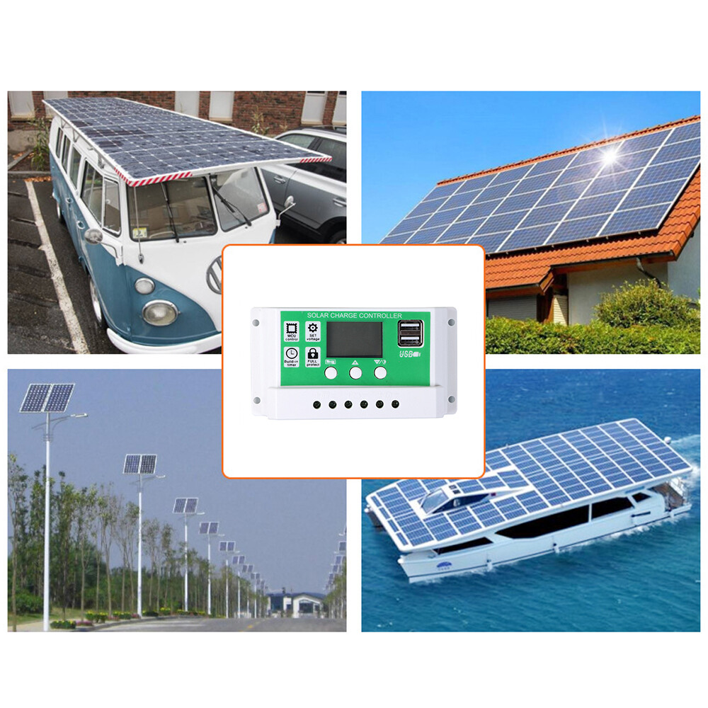 12V 24V 10A/20A/30A Solar Panel Regulator Charge Controller Battery Dual USB PWM