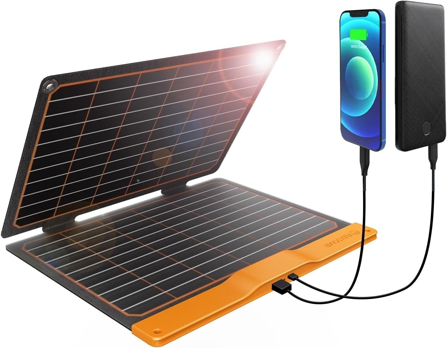 FlexSolar 20W Small Solar Panel Charger 5V USB-A USB-C ETFE Power Emergency