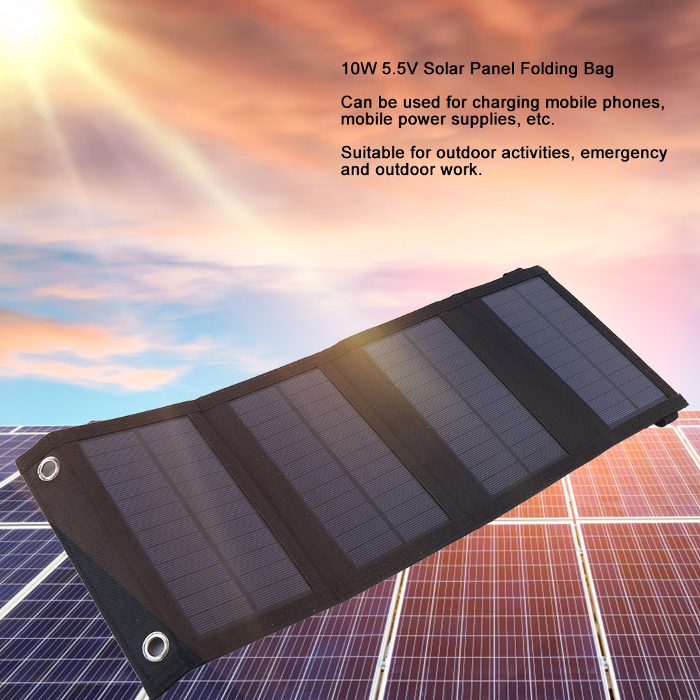 10W 5.5V Portable Solar Panel Folding Charger Board For Outdoor Travel Camping