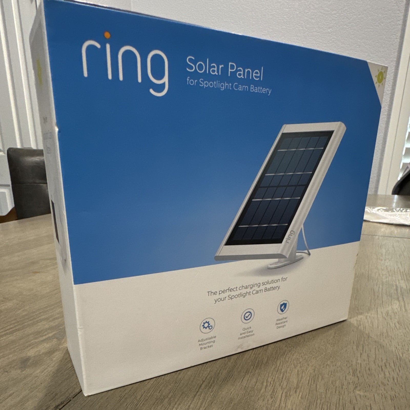 Ring Spotlight Cam Battery Solar Panel 5V Weather Resistant Outdoor White/Black