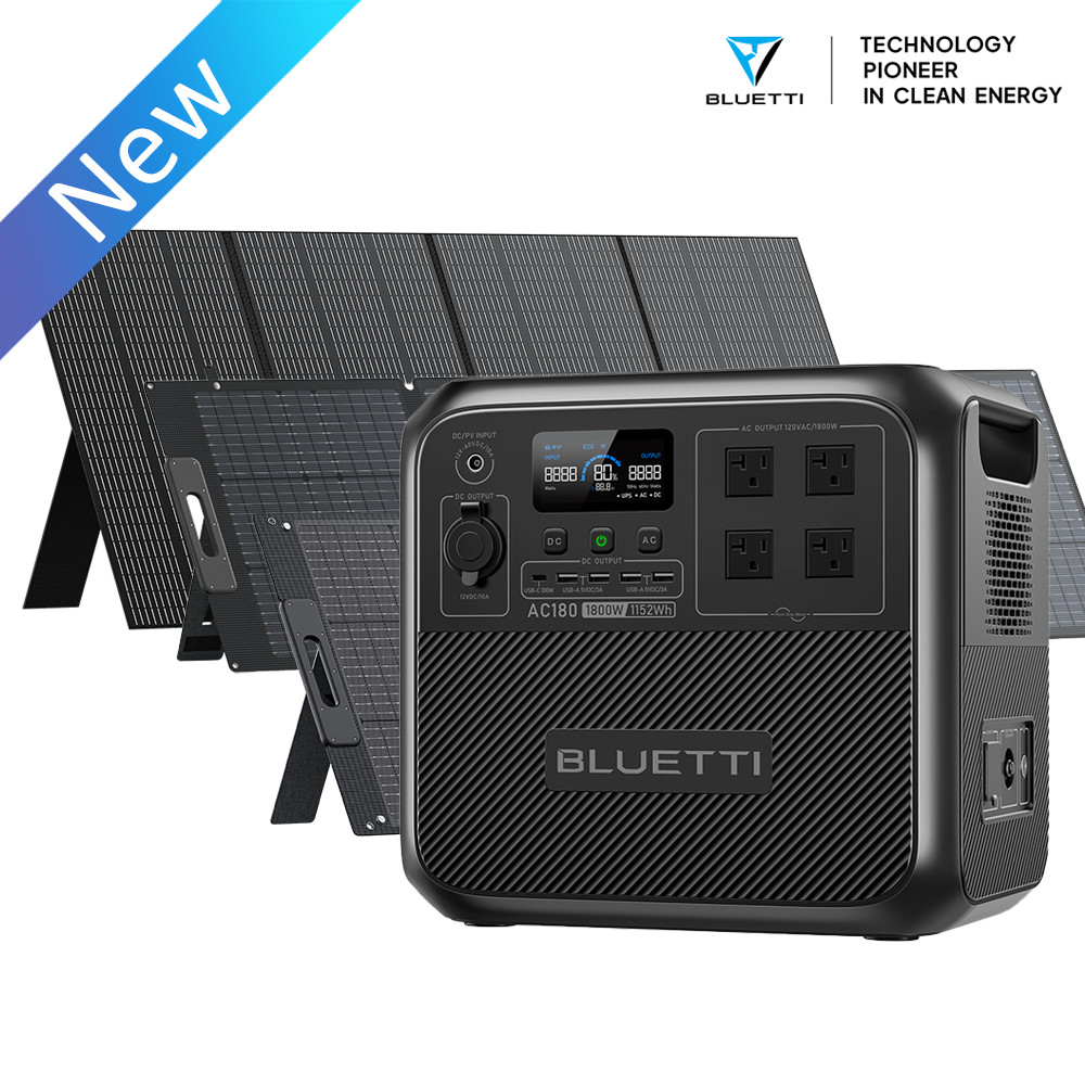 BLUETTI AC180 1152Wh Portable Power Station+Optional Solar Panel Off-Grid Use