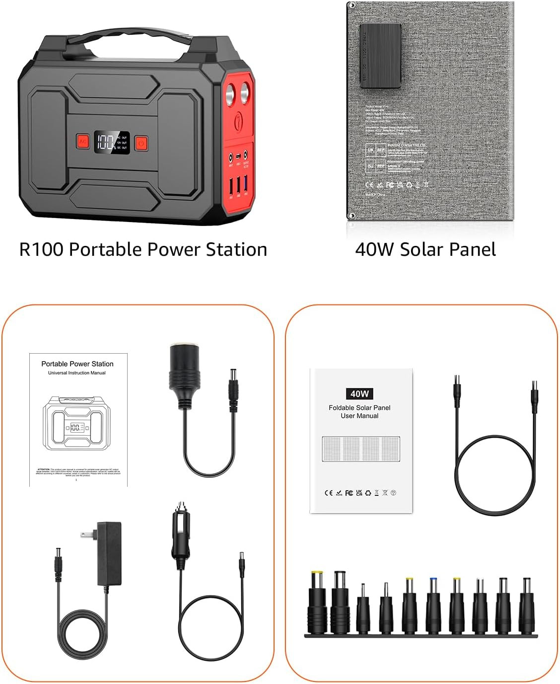 Solar Powered Generator 200W Peak/100W Rated, Portable Solar Generator Power Sta