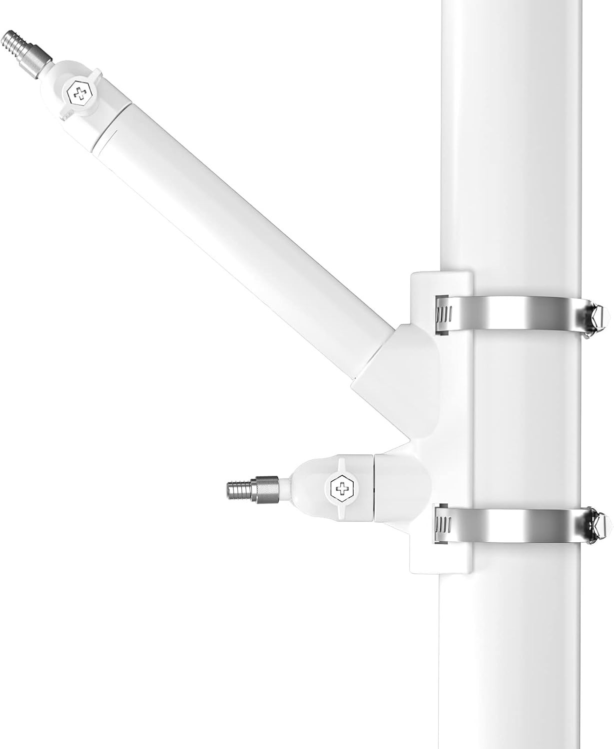 2-in-1 Pole Mounting Bracket for Ring Stick Up Cam Pro Solar Panel and White