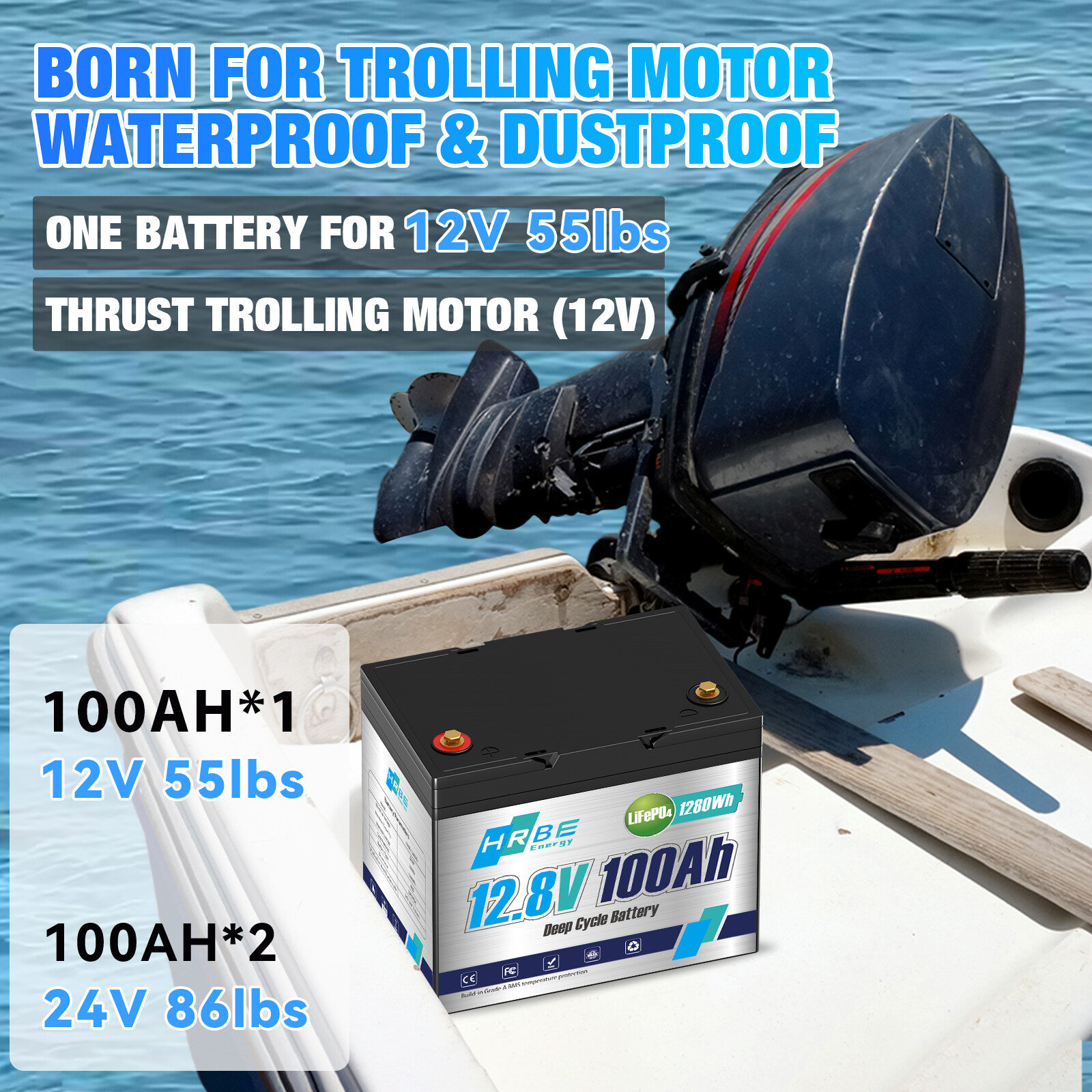 12V 24V 100Ah 200Ah 300Ah LiFePO4 Lithium Batterie BMS Bluetooth for Solar RV