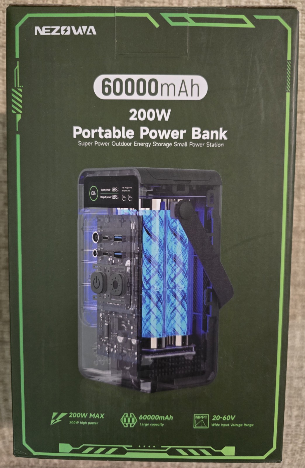 Portable Power Station Power bank 200W 60000 Mah LiFePO4 Battery Fast Charging
