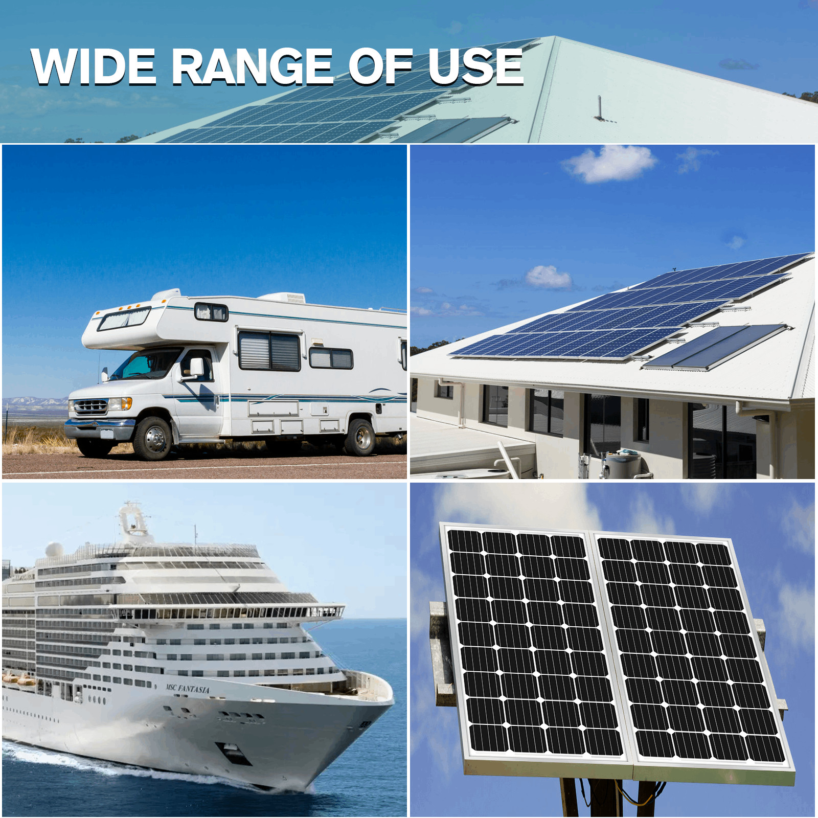 350W 18V Flexible Solar Panel Module Battery Charger Car Outdoor RV Marine