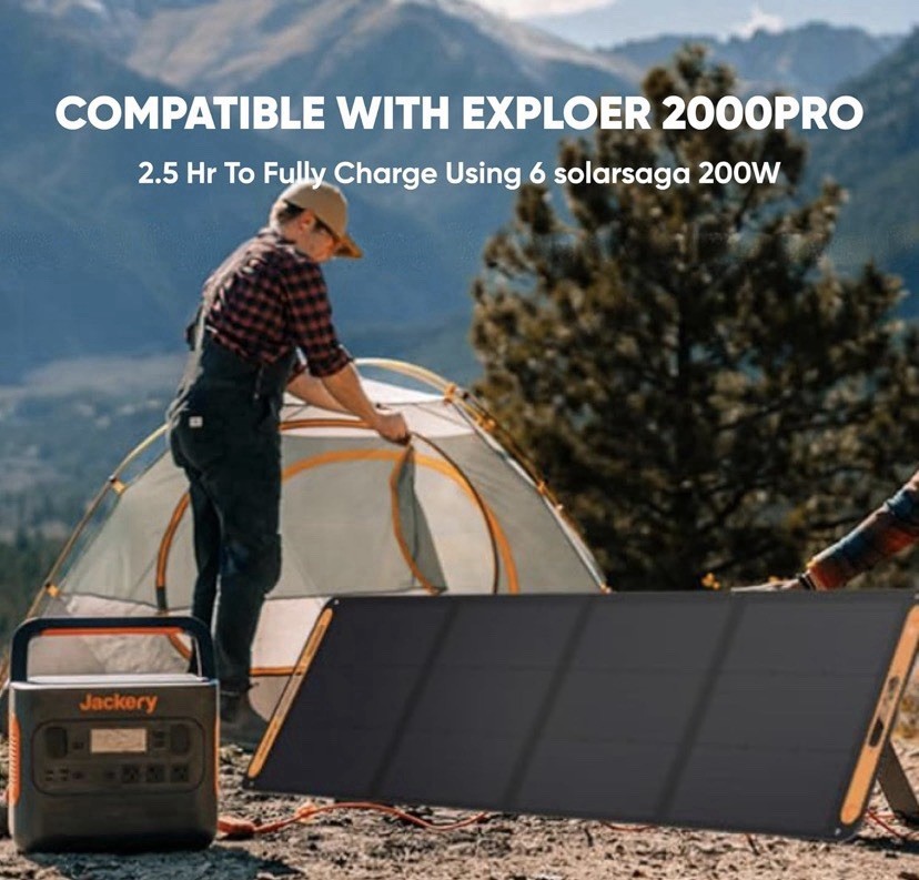 Jackery SolarSaga 200W Bifacial Portable Foldable Solar Panel IP68 Waterproof