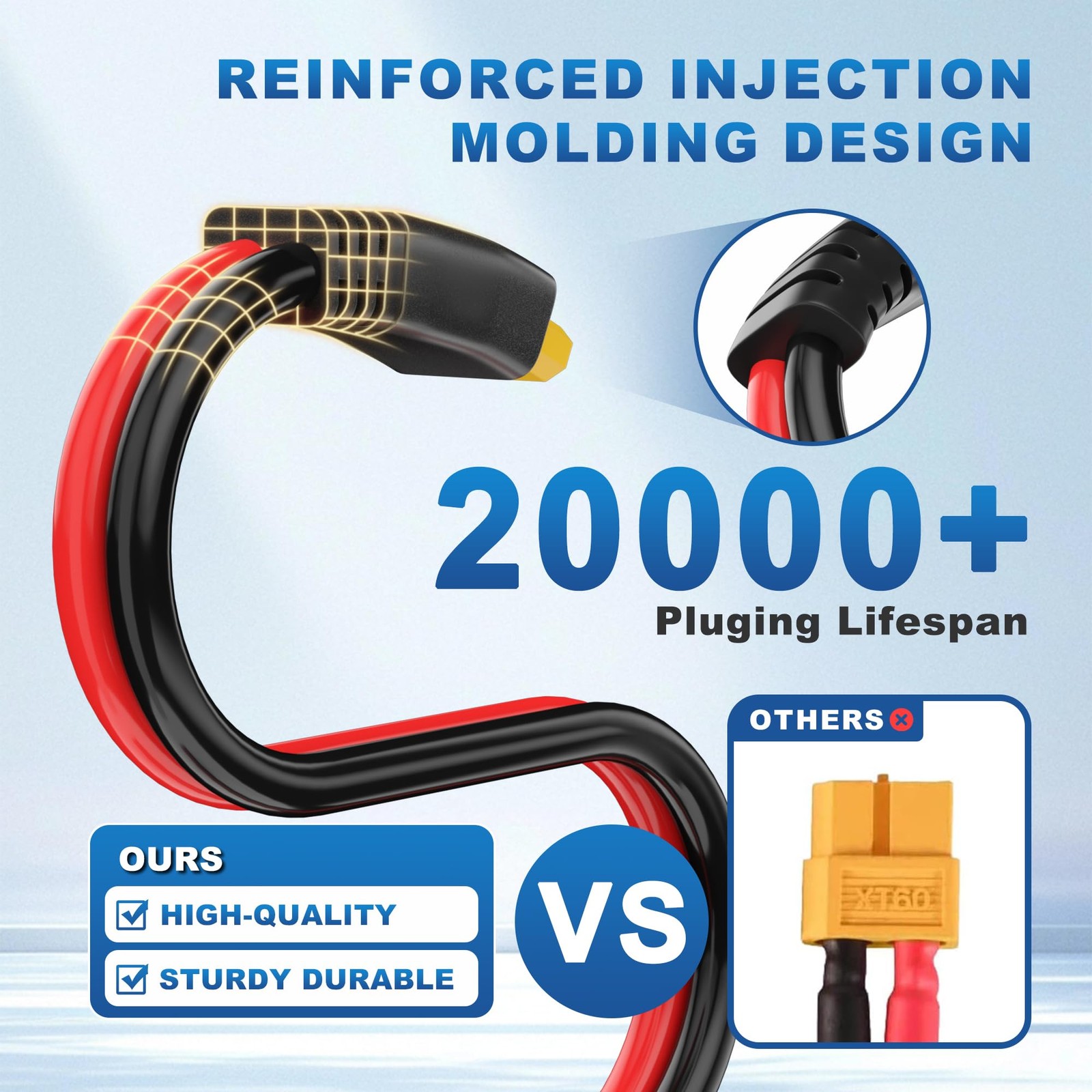 Extension Cable XT60 Female to Male Connector 12AWG: 5FT XT60 Male-XT60 Female