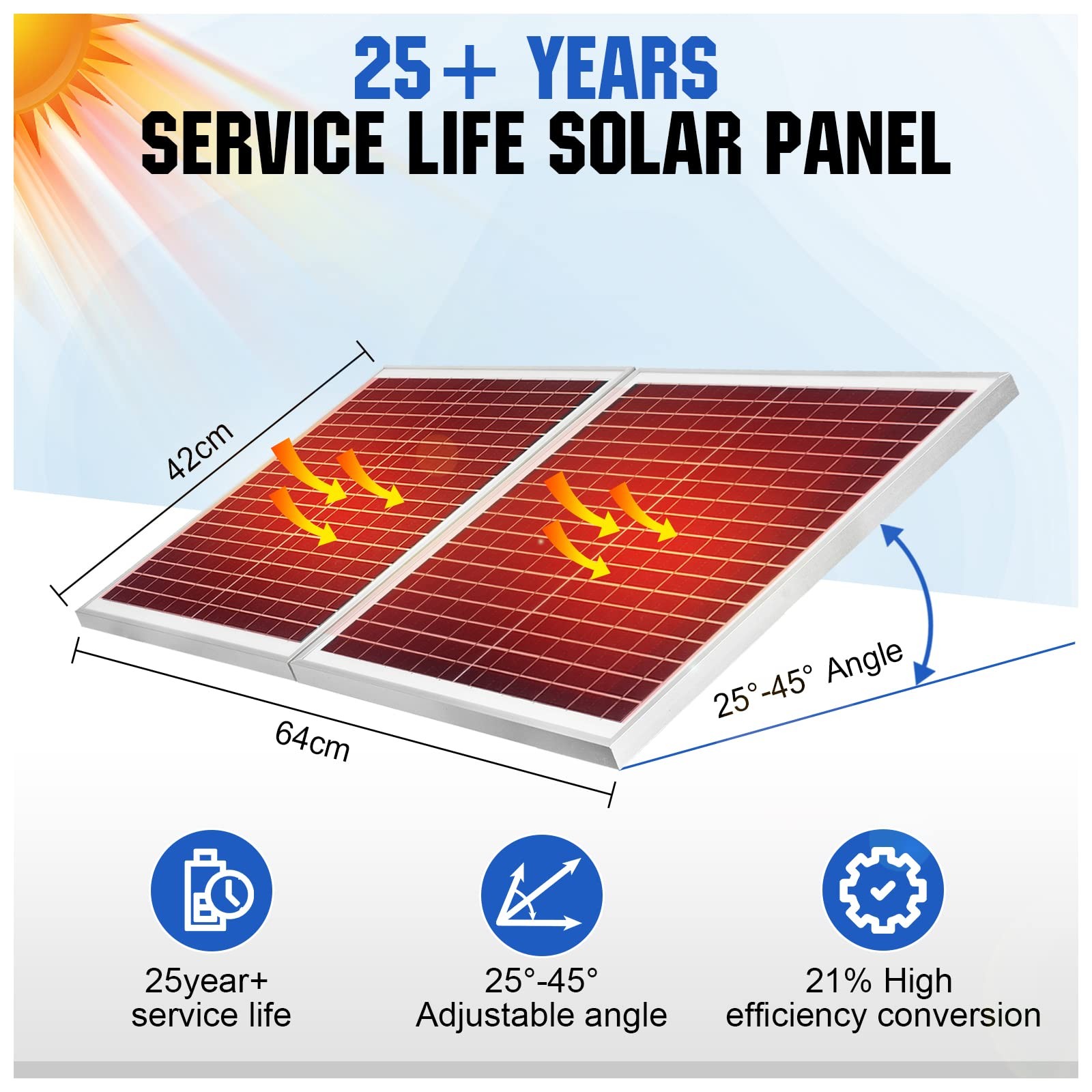 50W Solar Attic Fan Kit with 14″ DC Fan for Roof Vent, Coop, Greenhouse