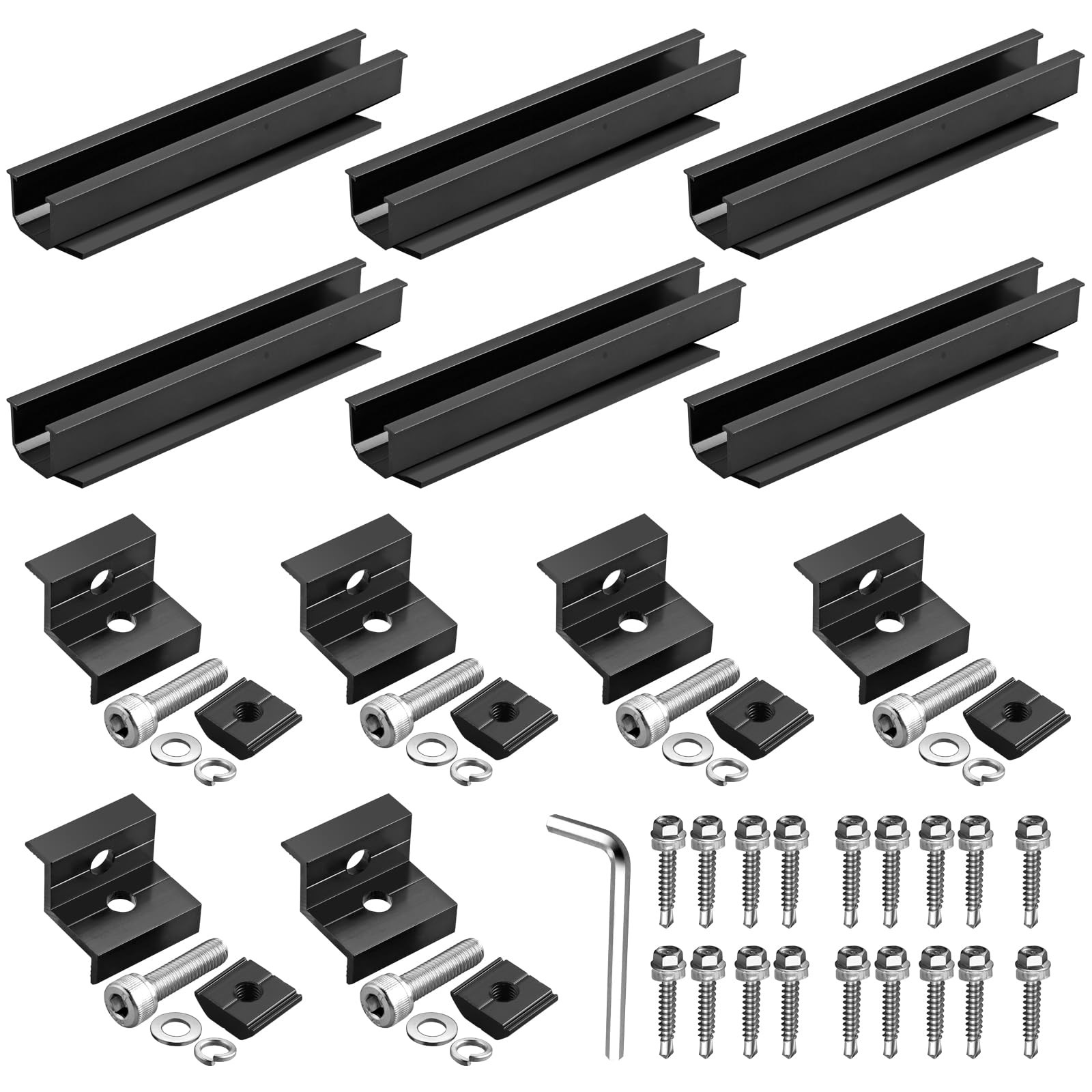 Solar Panel Bracket Kit, 6 Pcs 7.87 in Aluminium Solar Panel Mounting Rail 30…