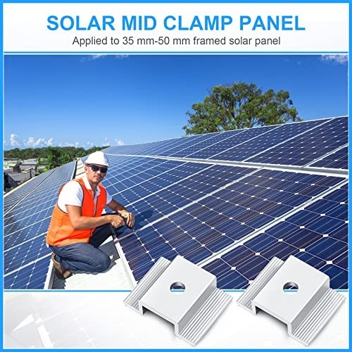 48 Pack Solar Panel Mid Clamps – 1.06″ Aluminum Mounting Brackets for Solar Pane