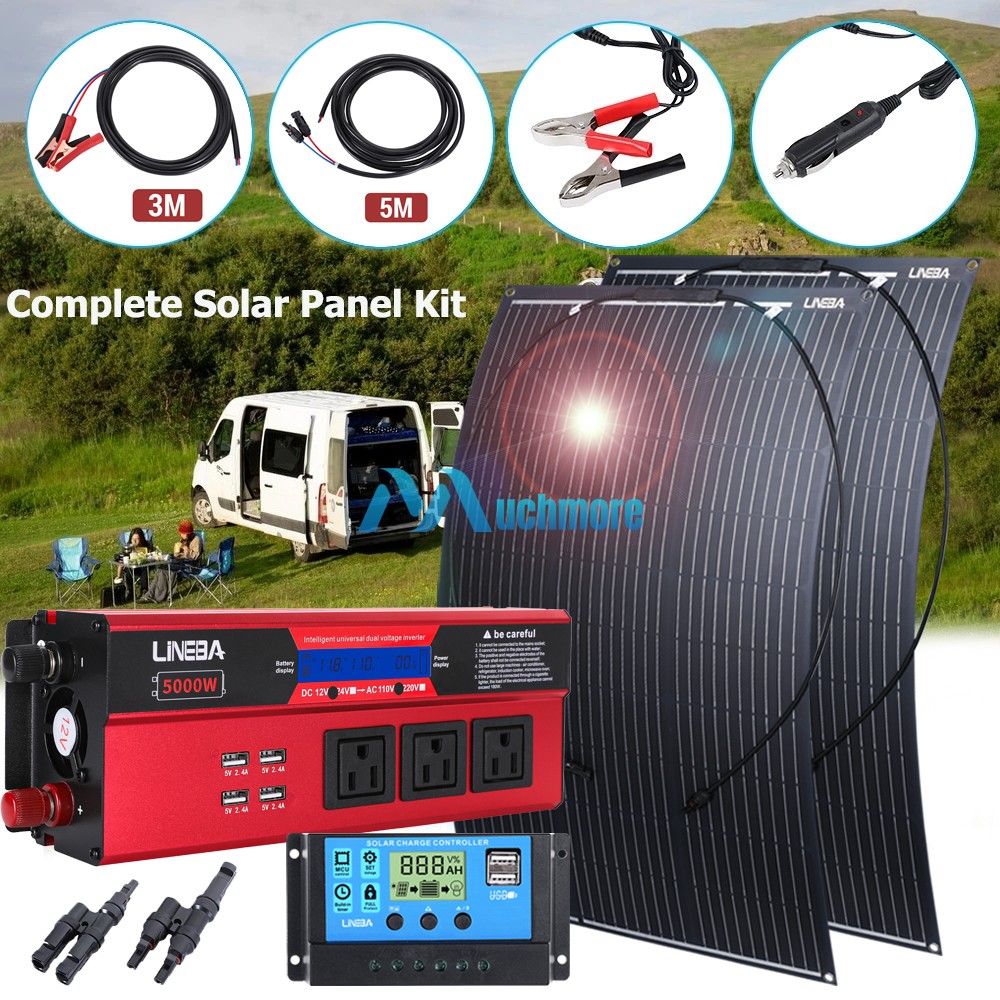 5000Watt Complete Solar Panel Kit Power Inverter Generator 30A Home Grid System
