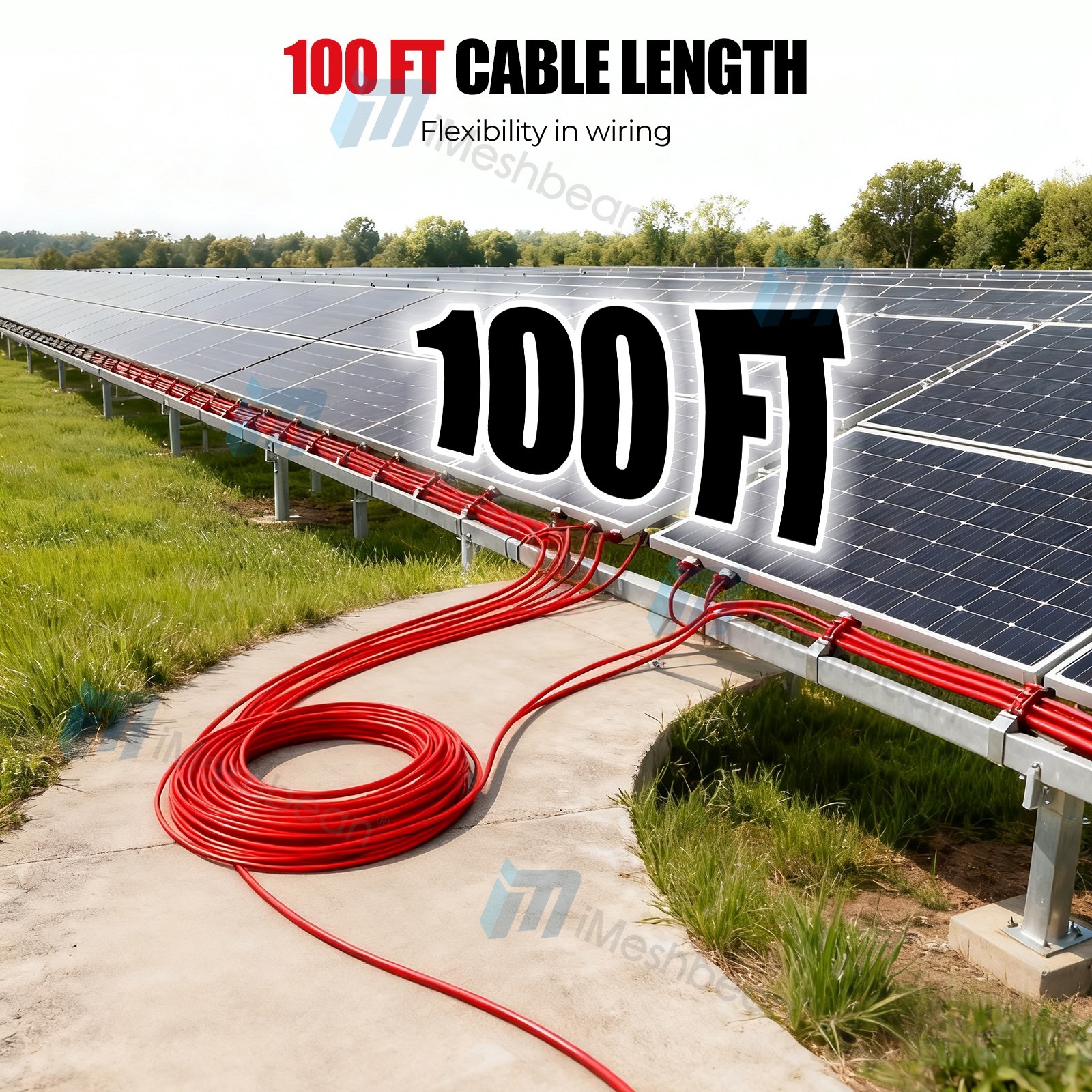 100FT 10AWG Red Solar Panel Extension Cable PV Wire Waterproof Solar Connectors