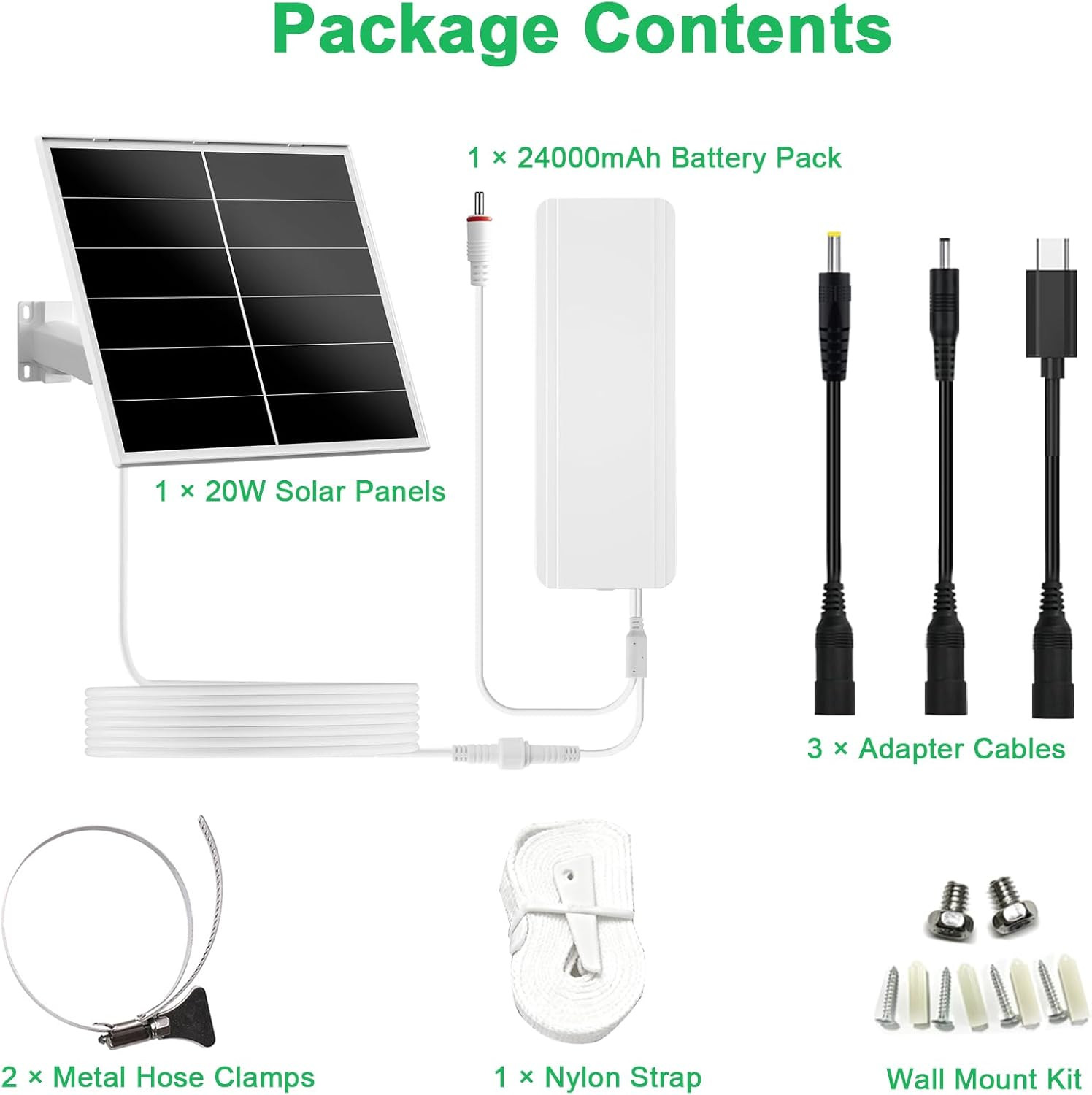 20W Solar Panel Kit for Security & Trail Cameras, Includes Adjustable 5V/12V Out