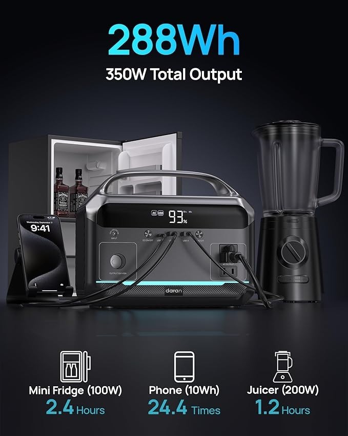DaranEner NEO300L Portable Power Station | 350W 288Wh