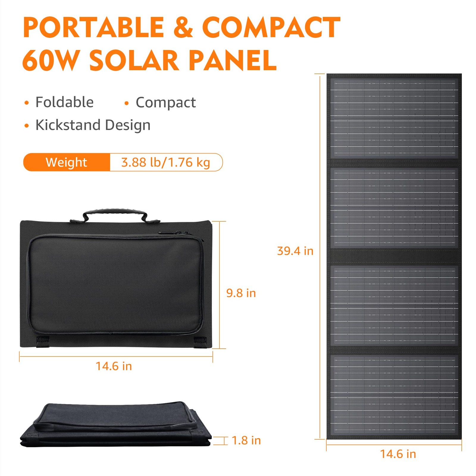 60W Solar Panel for Portable Power Station, Foldable Solar Panel with 1218V D…