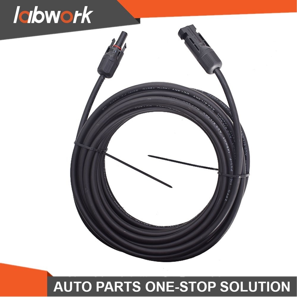 Labwork 1 Pair 25FT 10AWG Red+Black Solar Panel Extension Cable Wire Connector