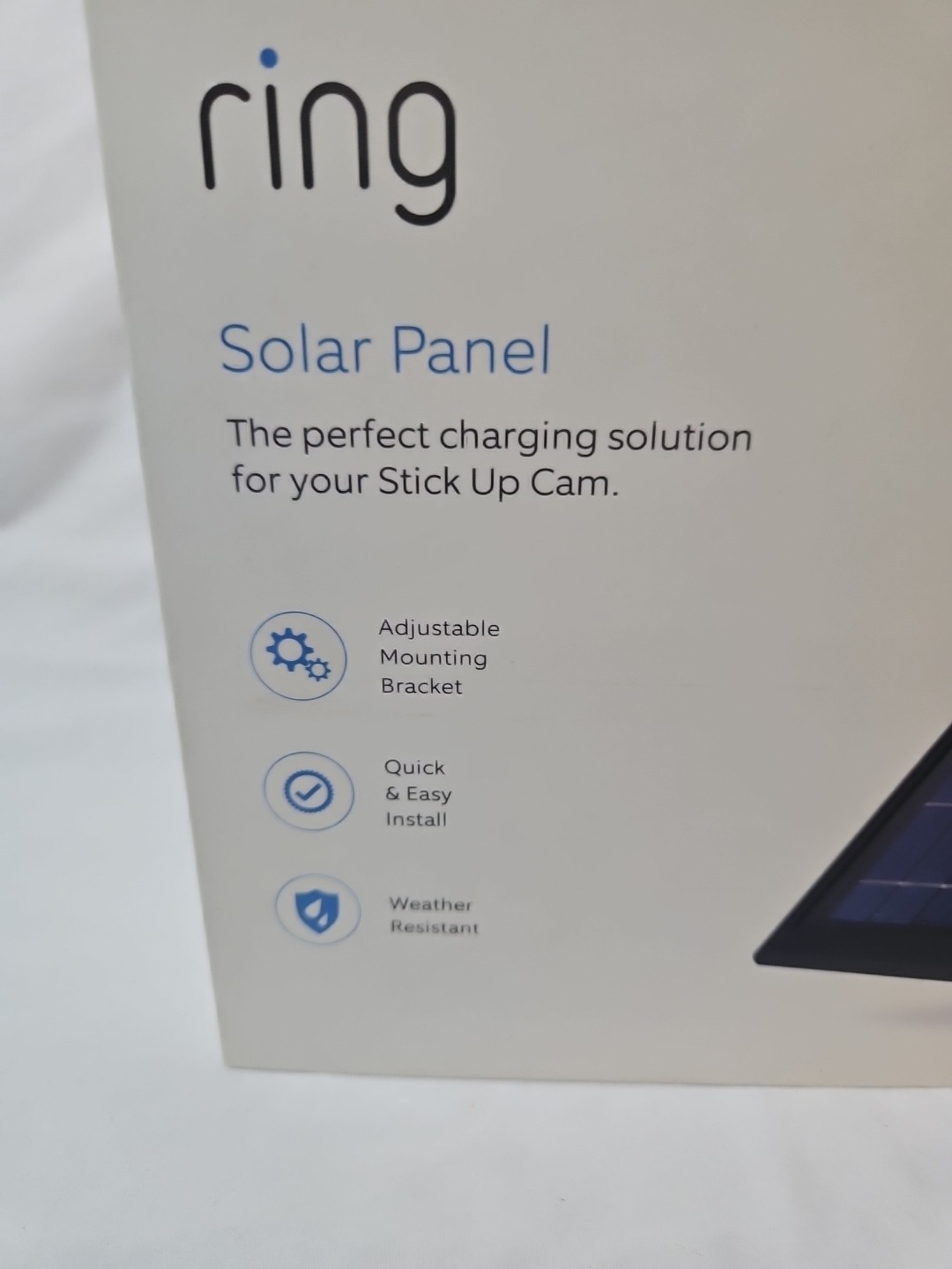 RING SOLAR PANEL Rechargeable Power Black Weather Resistant Brand New