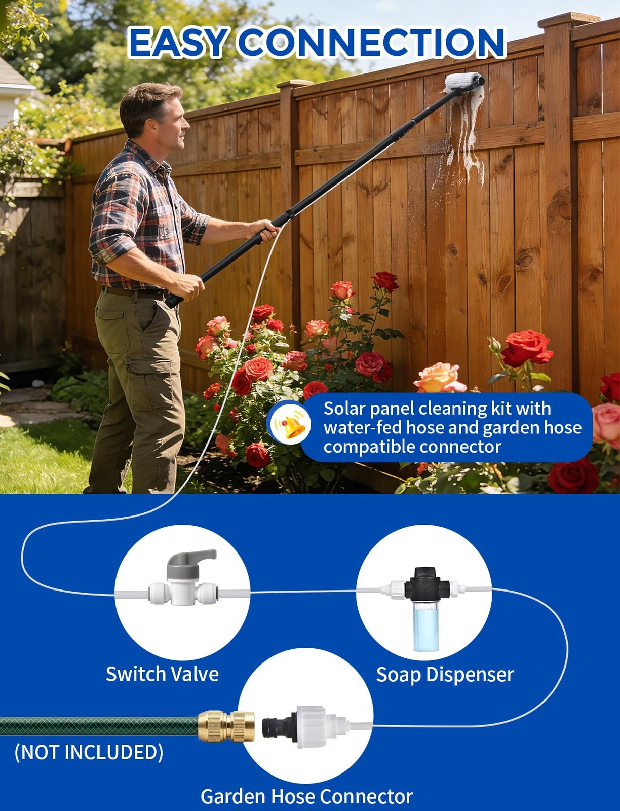 Solar Panel Cleaning Brush, Electric Solar Panel Cleaning Kit