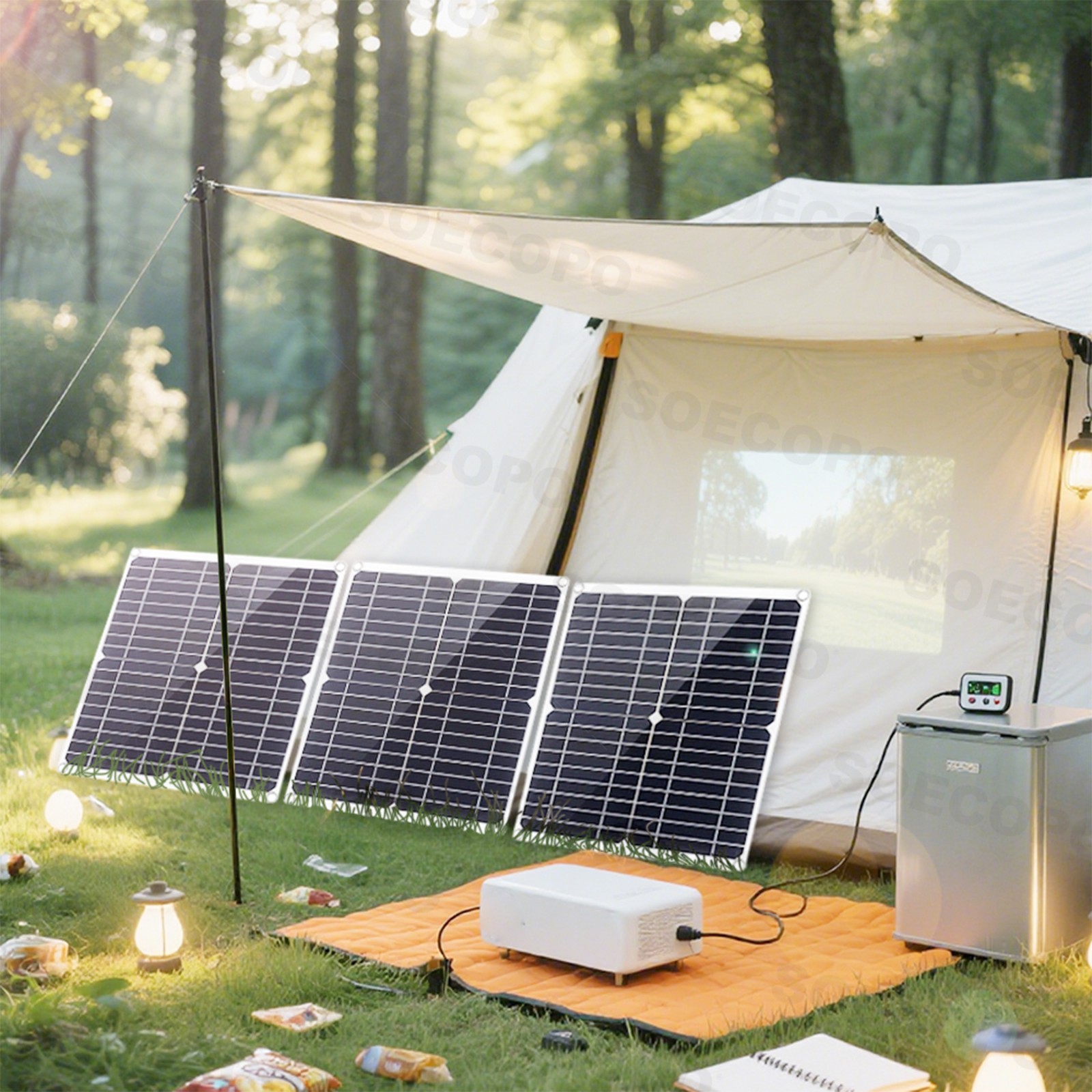 900W Solar Charging Kit with Y-Cable + 2 x 300W Panels + 2M Emergency Power