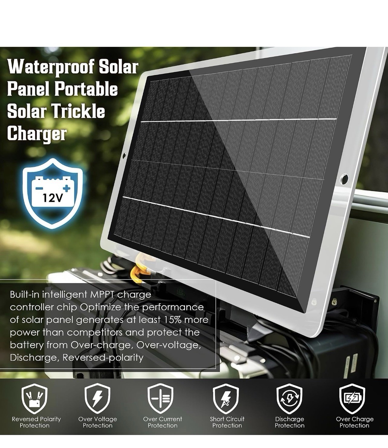 1 Pack 12V Solar Panel Trickle Charger Kit 12V Vehicle Maintainer For RV/car