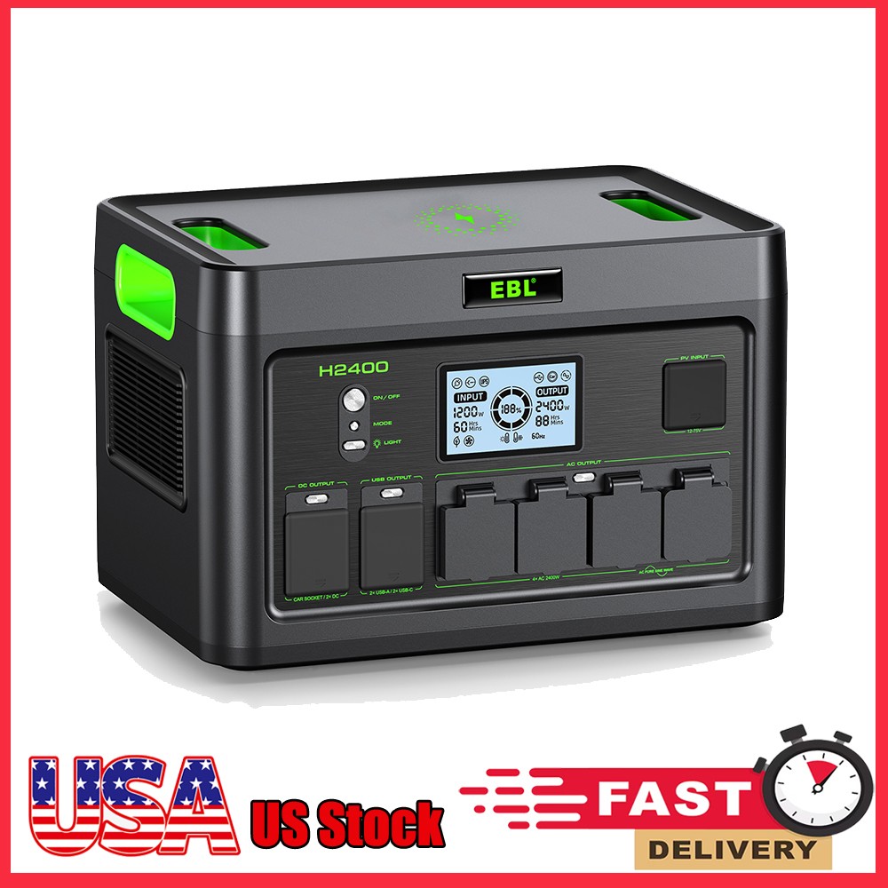 Portable Power Station 2400W 1843.2Wh Solar Generator Camping RV LiFePO4 Battery