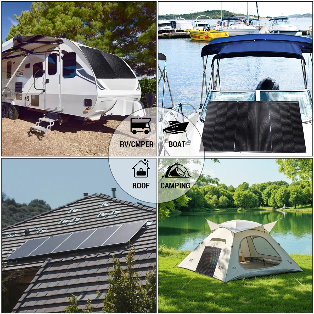 100W 200W 400W Portable Flexible Solar Panel High Efficiency PV For RV Roof Home