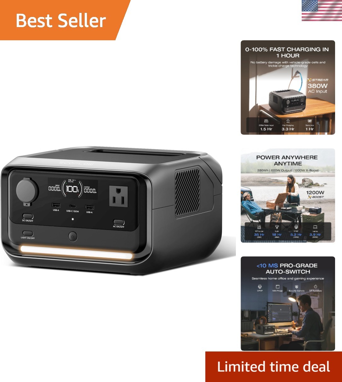 Compact RIVER 3 Plus Portable Power Station – 286Wh, 1Hr Fast & Solar Recharge