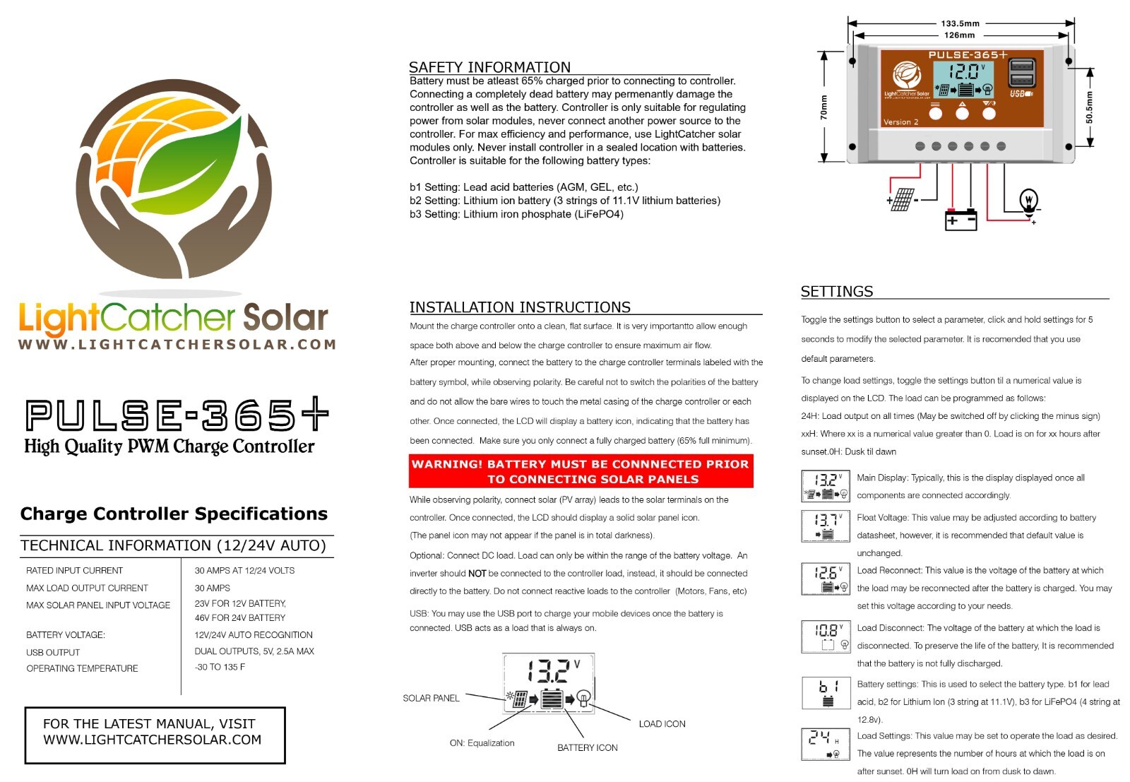 100 WATT COMPLETE SOLAR PANEL KIT FOR FOR 12V LITHIUM OR LEAD ACID BATTERY CHA