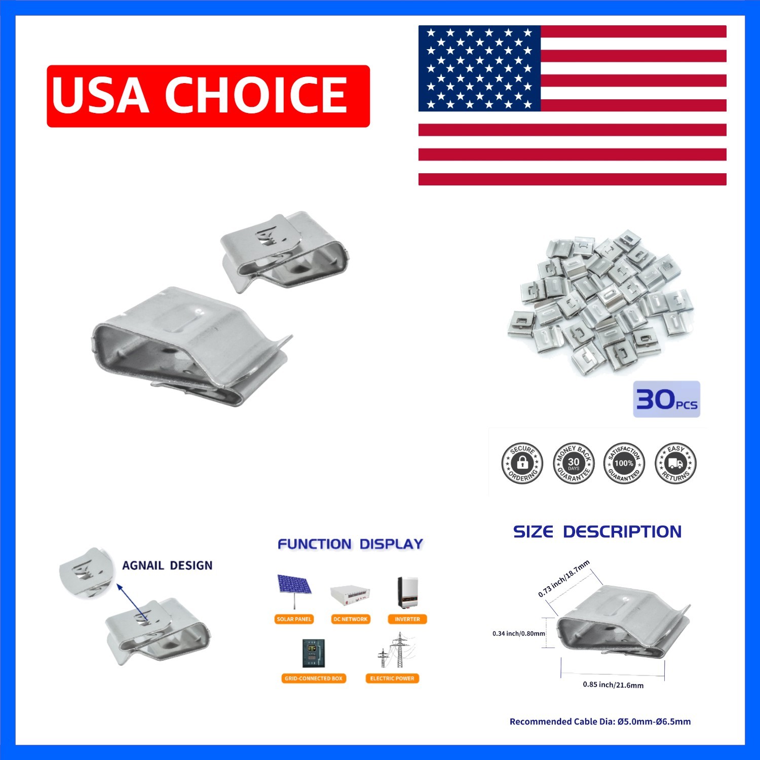 Solar Panel Cable Clips Photovoltaic Cable Clips Trailer Frame Wire Clamp Cli…