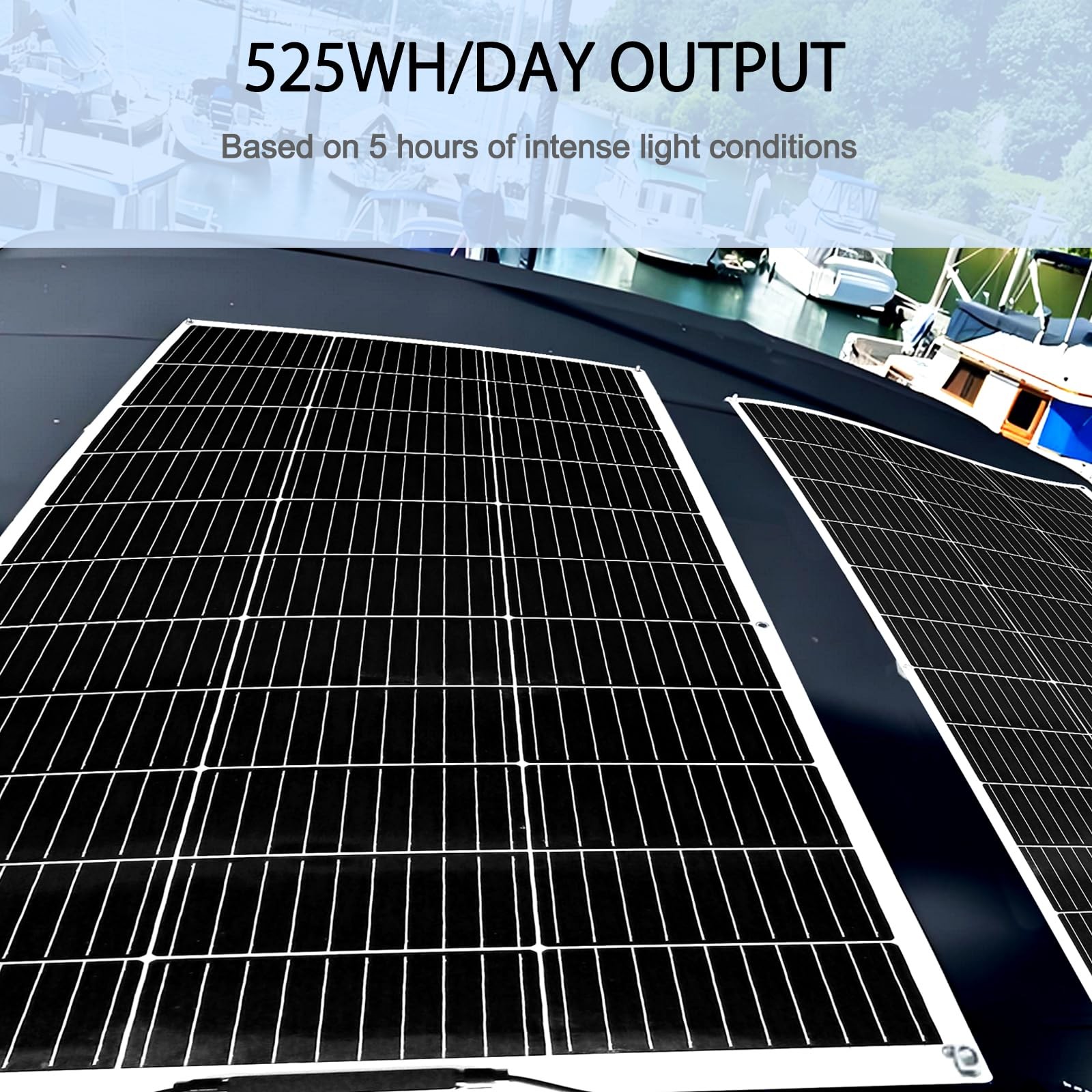 Flexible Solar Panel 100W 12V, 250° Bendable Monocrystalline Solar Panel with…