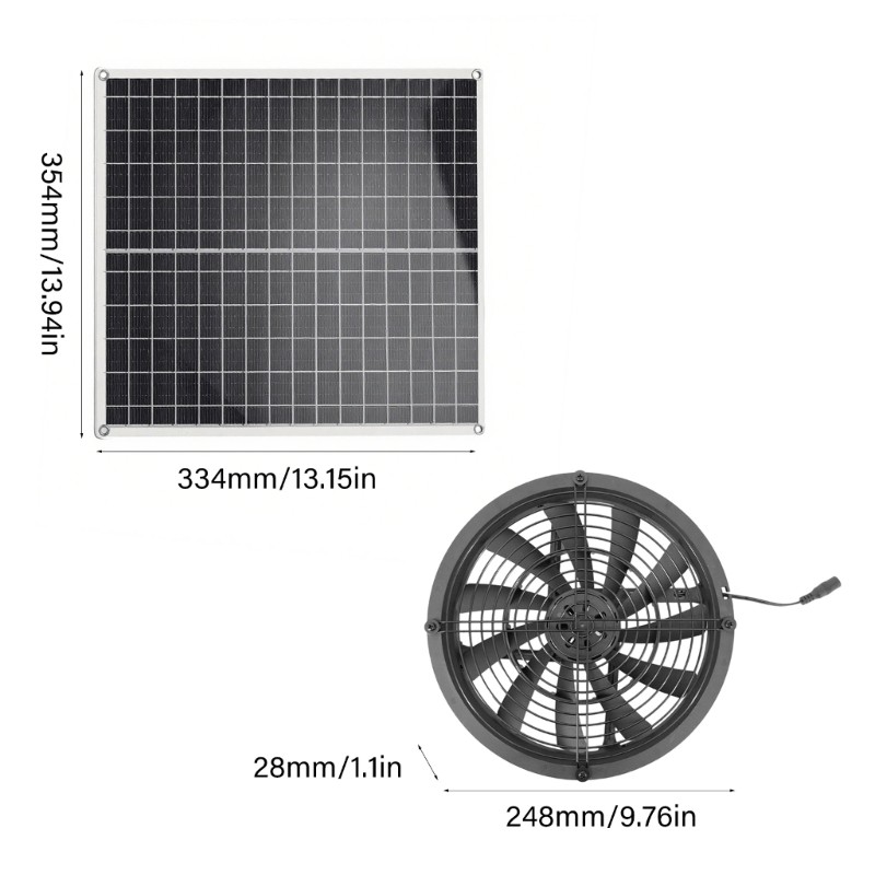 Solar Ventilation 9.8 Inch Fan with Detachable ABS Housing Easy Maintenance
