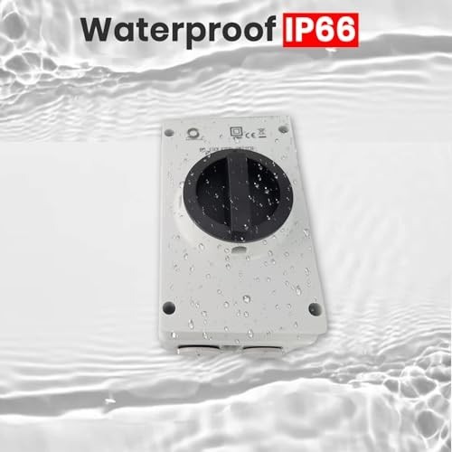 IP66 Outdoor 63A 4P Solar PV DC Isolator Switch, 1500V, 4 Wire Glands & 8 Connec