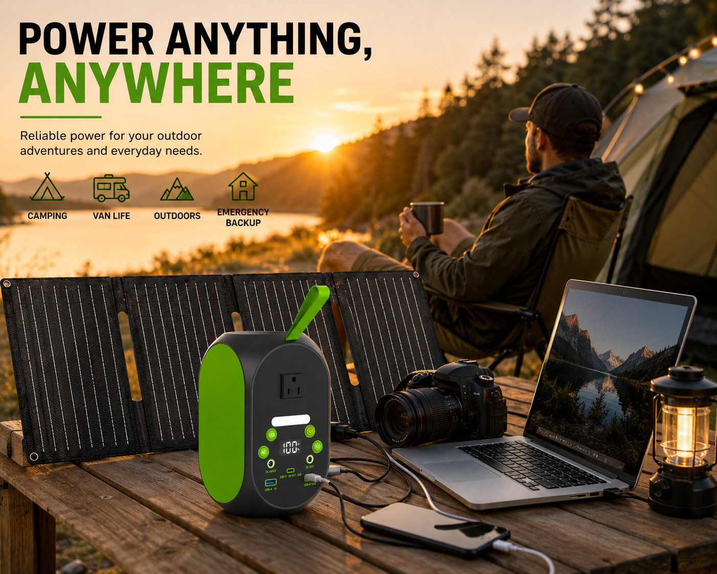 Portable Power Station 99.84Wh 120W LiFePO4 Solar Generator AC Outlet Camping